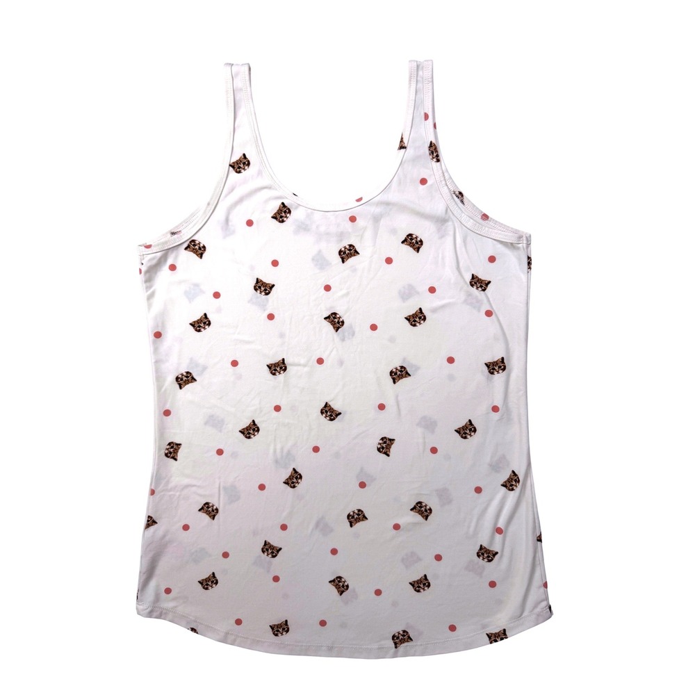 Cream Cat Face Dots Tank Top No Boundaries Womens XL 15-17